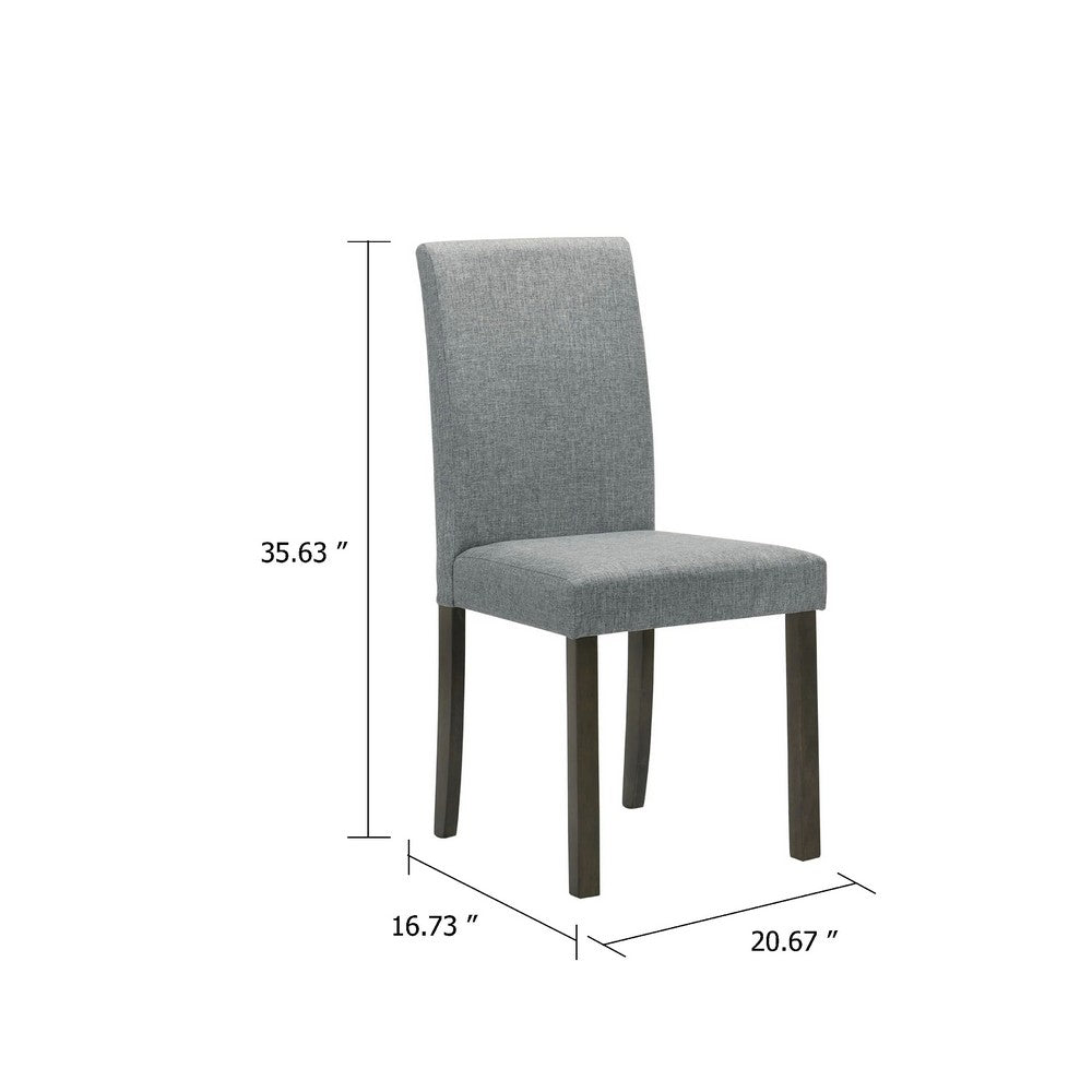 Muly Side Dining Chair Set of 4, Fabric Seating, Gray Brown Wood - BM340196