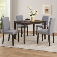 Muly Side Dining Chair Set of 4, Fabric Seating, Gray Brown Wood - BM340196
