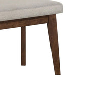 Lere Dining Bench, Beige Fabric, 45 Inch Antique Style Brown Wood - BM340198
