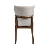 Lere Dining Chair Set of 2, Beige Fabric, Antique Style Brown Wood - BM340199
