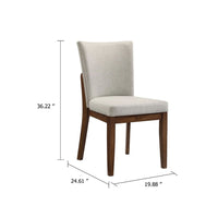 Lere Dining Chair Set of 2, Beige Fabric, Antique Style Brown Wood - BM340199