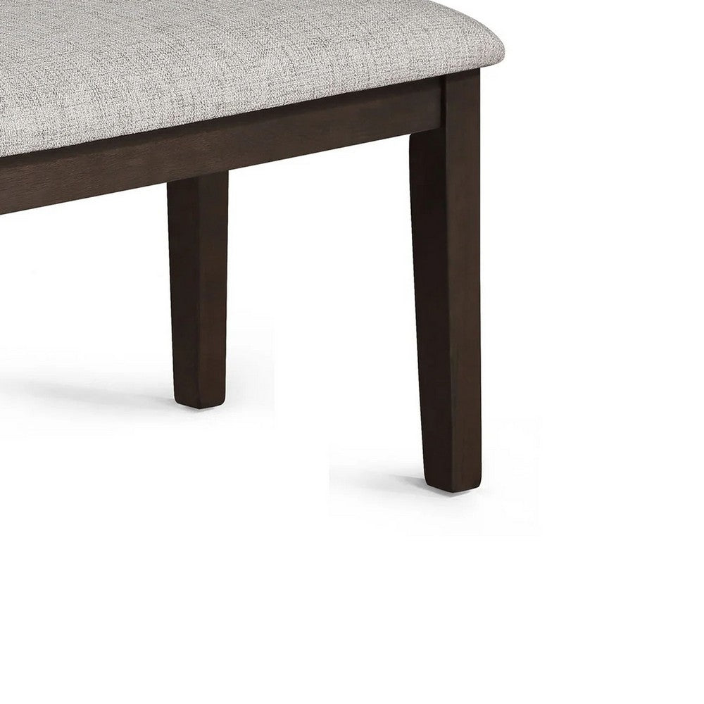 Wogy Dining Bench, Off White Fabric, Brown Wood Legs, 46 Inch - BM340201