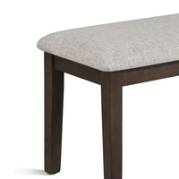 Wogy Dining Bench, Off White Fabric, Brown Wood Legs, 46 Inch - BM340201