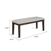 Wogy Dining Bench, Off White Fabric, Brown Wood Legs, 46 Inch - BM340201