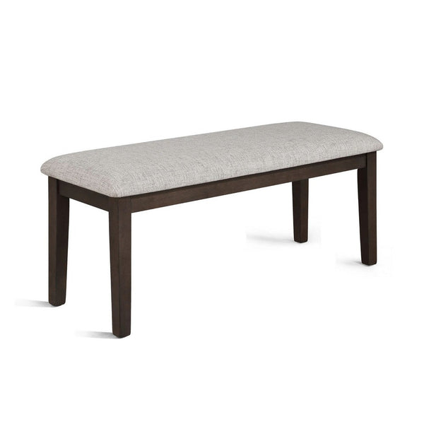 Wogy Dining Bench, Off White Fabric, Brown Wood Legs, 46 Inch - BM340201