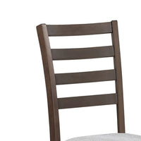 Wogy Side Dining Chair Set of 2, Brown Wood Ladder Backrest, Off White Seats - BM340202
