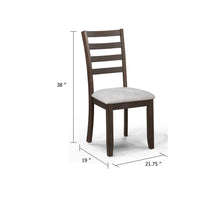Wogy Side Dining Chair Set of 2, Brown Wood Ladder Backrest, Off White Seats - BM340202
