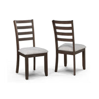 Wogy Side Dining Chair Set of 2, Brown Wood Ladder Backrest, Off White Seats - BM340202
