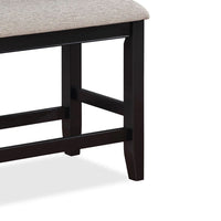 Filu Counter Height Dining Bench, Black Wood, Light Gray Linen, 40 Inch - BM340206