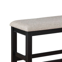 Filu Counter Height Dining Bench, Black Wood, Light Gray Linen, 40 Inch - BM340206