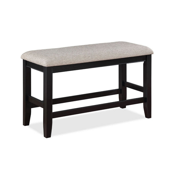 Filu Counter Height Dining Bench, Black Wood, Light Gray Linen, 40 Inch - BM340206