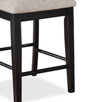 Filu Counter Height Chair Set of 2, Black Wood Frame, Gray Linen Seat - BM340207