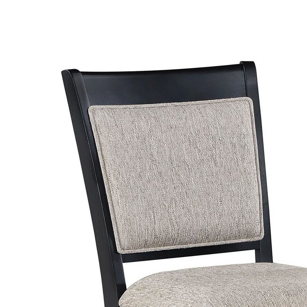 Filu Counter Height Chair Set of 2, Black Wood Frame, Gray Linen Seat - BM340207