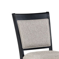 Filu Counter Height Chair Set of 2, Black Wood Frame, Gray Linen Seat - BM340207