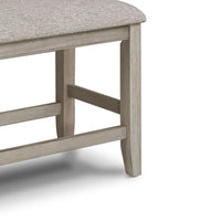 Filu Counter Height Dining Bench, 40 Inch White Oak Wood, Light Gray - BM340209