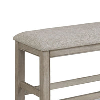 Filu Counter Height Dining Bench, 40 Inch White Oak Wood, Light Gray - BM340209