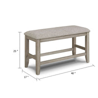 Filu Counter Height Dining Bench, 40 Inch White Oak Wood, Light Gray - BM340209