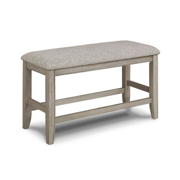 Filu Counter Height Dining Bench, 40 Inch White Oak Wood, Light Gray - BM340209