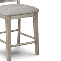 Filu Counter Height Chair Set of 2, White Oak Wood, Light Gray Fabric - BM340210