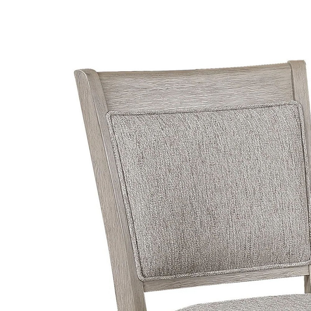 Filu Counter Height Chair Set of 2, White Oak Wood, Light Gray Fabric - BM340210