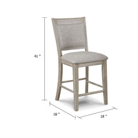 Filu Counter Height Chair Set of 2, White Oak Wood, Light Gray Fabric - BM340210