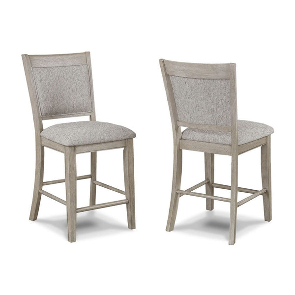 Filu Counter Height Chair Set of 2, White Oak Wood, Light Gray Fabric - BM340210