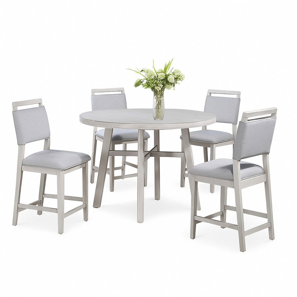 Bovo Counter Height Dining Chair Set of 2, Dove Gray, White Wood - BM340211
