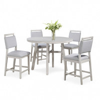 Bovo Counter Height Dining Chair Set of 2, Dove Gray, White Wood - BM340211