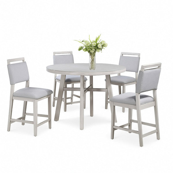 Bovo Counter Height Dining Chair Set of 2, Dove Gray, White Wood - BM340211