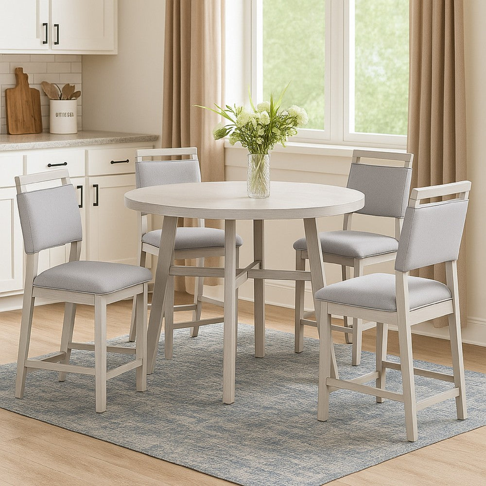 Bovo Counter Height Dining Chair Set of 2, Dove Gray, White Wood - BM340211