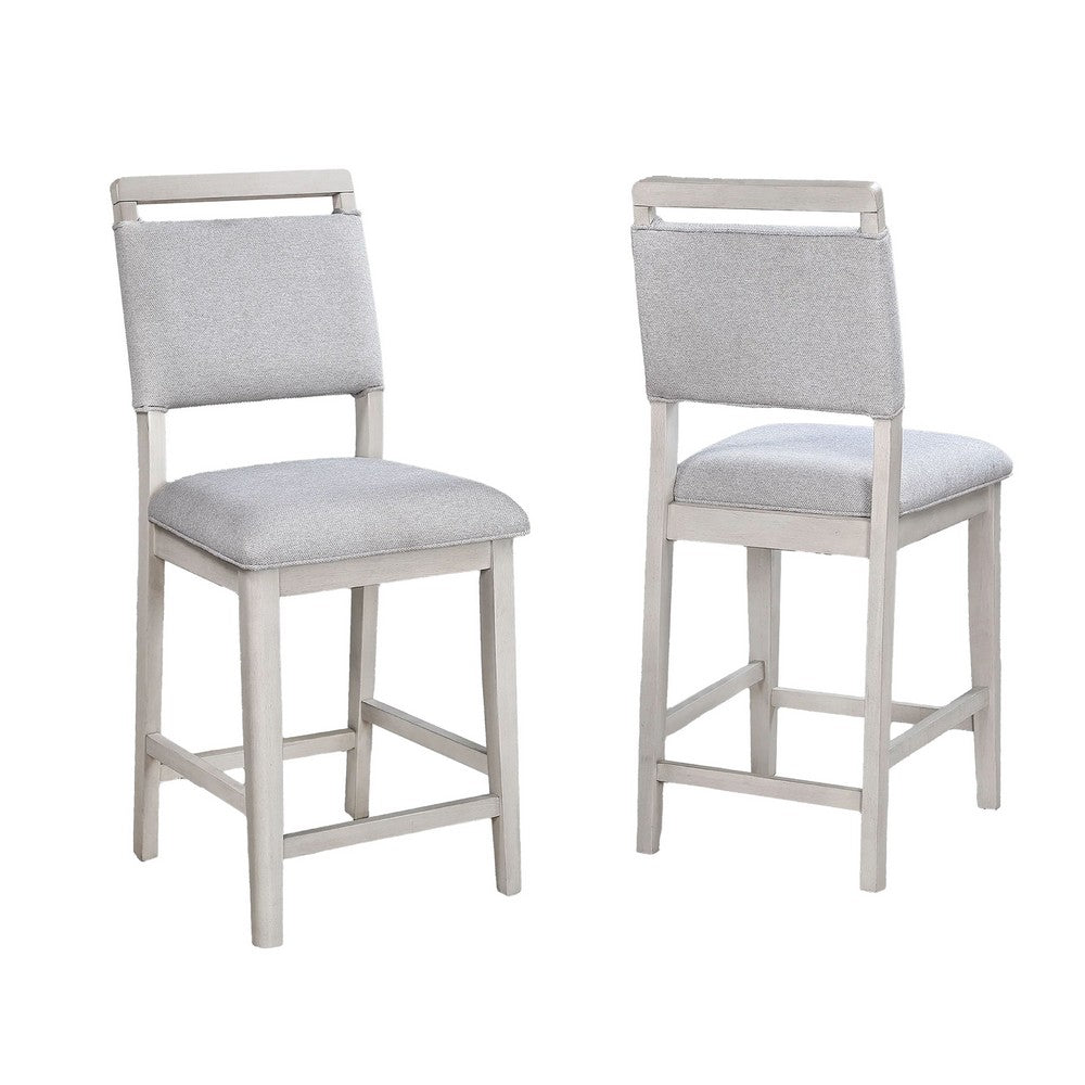 Bovo Counter Height Dining Chair Set of 2, Dove Gray, White Wood - BM340211