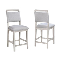 Bovo Counter Height Dining Chair Set of 2, Dove Gray, White Wood - BM340211