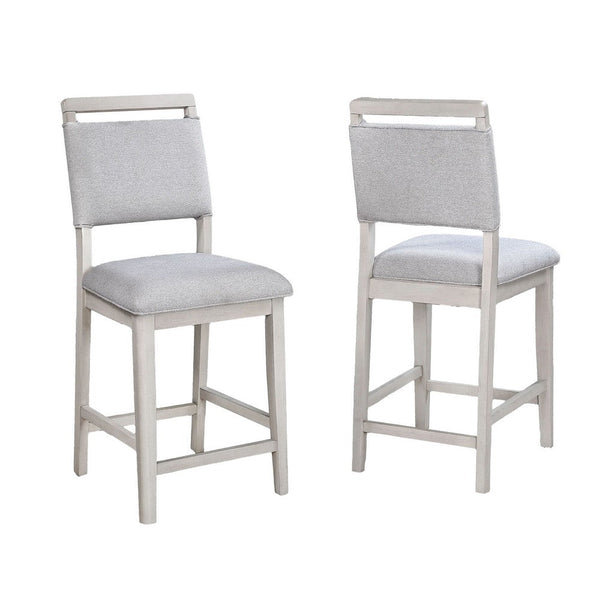 Bovo Counter Height Dining Chair Set of 2, Dove Gray, White Wood - BM340211