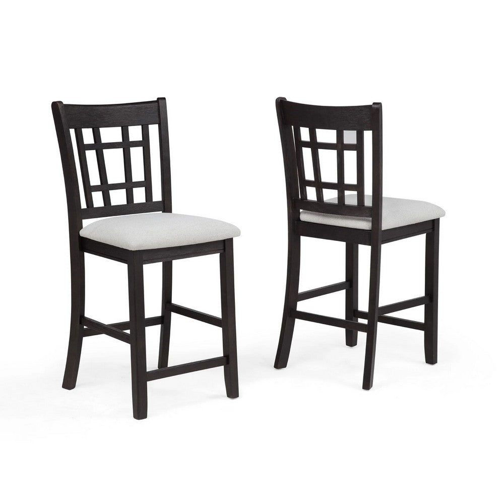 Mipo Counter Height Dining Chair Set of 2, Black Grid Back, White Seats - BM340213