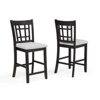 Mipo Counter Height Dining Chair Set of 2, Black Grid Back, White Seats - BM340213