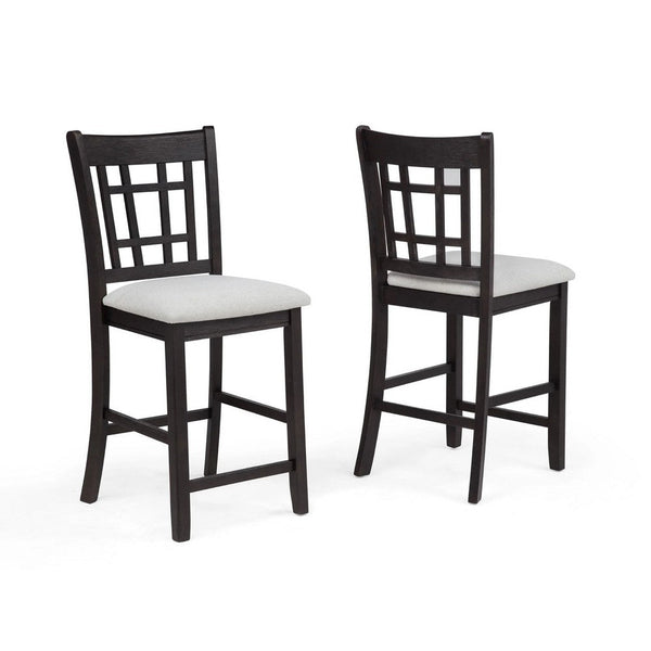 Mipo Counter Height Dining Chair Set of 2, Black Grid Back, White Seats - BM340213
