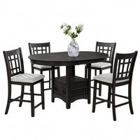Mipo Counter Height Dining Chair Set of 2, Black Grid Back, White Seats - BM340213