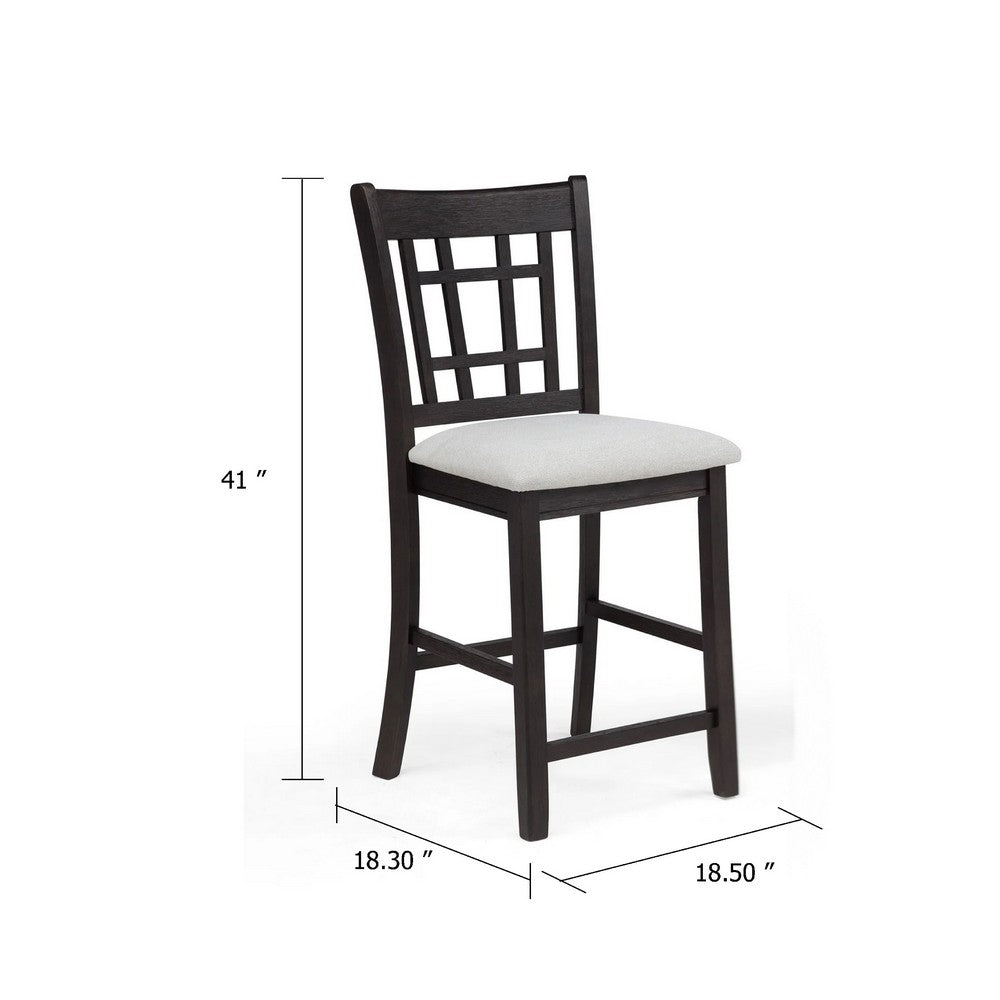 Mipo Counter Height Dining Chair Set of 2, Black Grid Back, White Seats - BM340213