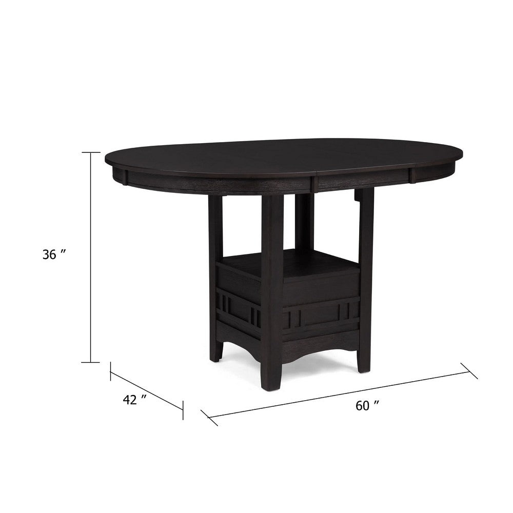 Mipo Counter Height Dining Table, Black Wood, 42-60 Inch Extendable Top - BM340214