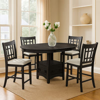 Mipo Counter Height Dining Table, Black Wood, 42-60 Inch Extendable Top - BM340214