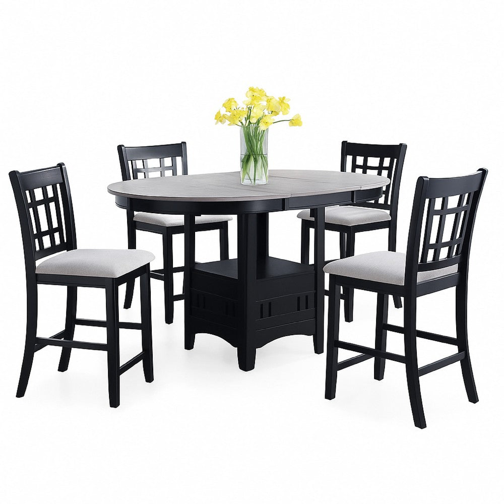 Mipo Counter Height Dining Table, Extendable 42-60 Inch Black Wood Top - BM340216