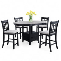 Mipo Counter Height Dining Table, Extendable 42-60 Inch Black Wood Top - BM340216