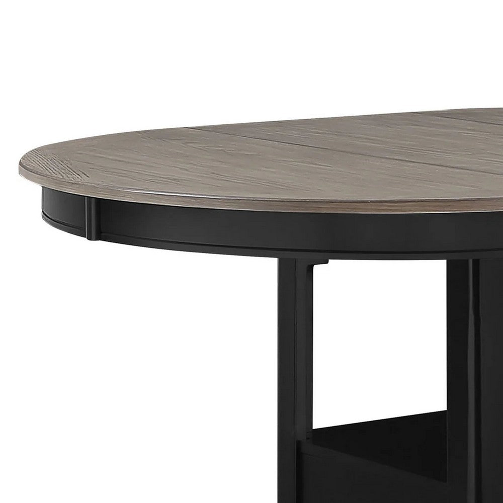 Mipo Counter Height Dining Table, Extendable 42-60 Inch Black Wood Top - BM340216