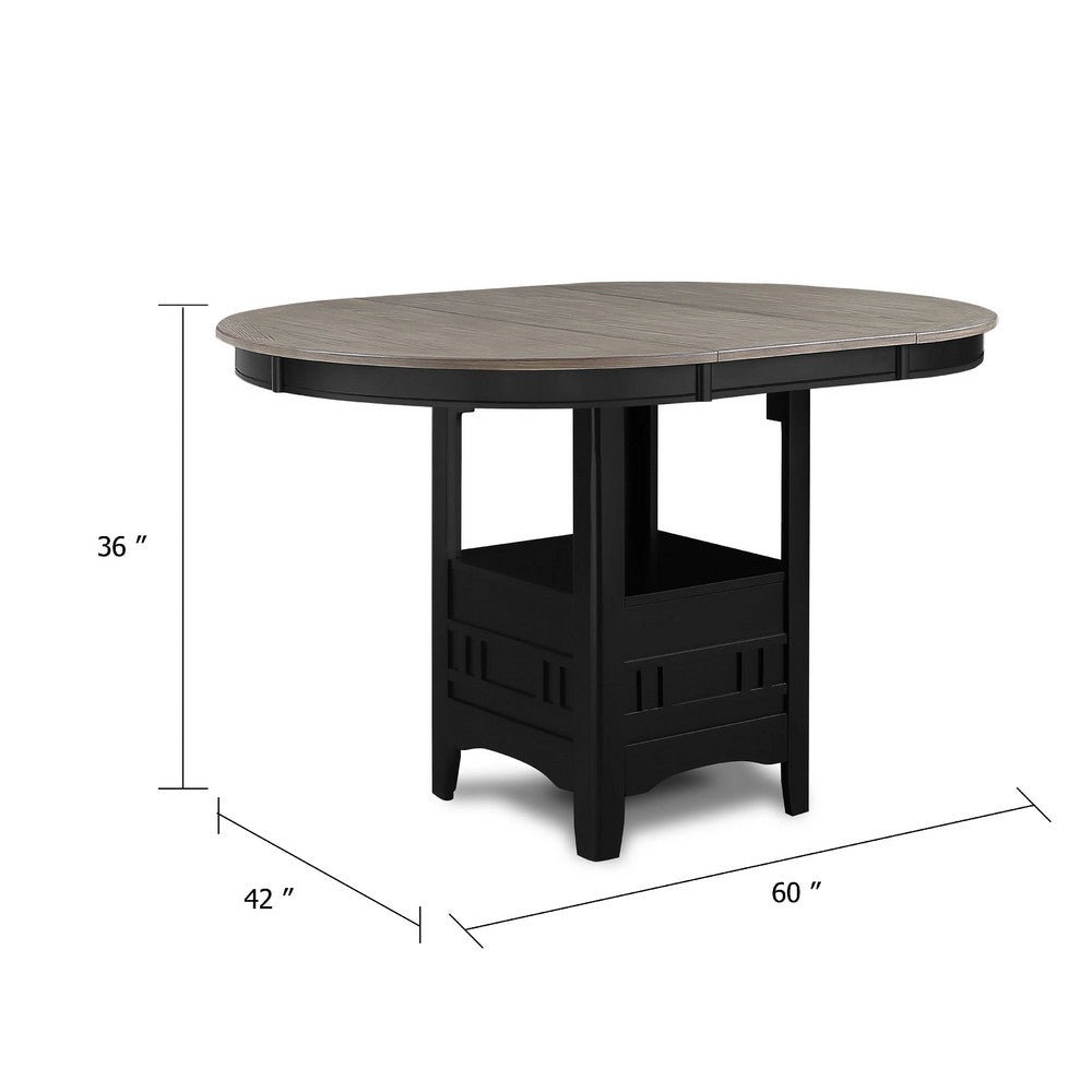 Mipo Counter Height Dining Table, Extendable 42-60 Inch Black Wood Top - BM340216