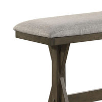 Omal Counter Height Dining Bench, Brown-Khaki Wood, Gray Fabric, 48 Inch - BM340217