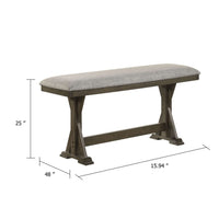 Omal Counter Height Dining Bench, Brown-Khaki Wood, Gray Fabric, 48 Inch - BM340217
