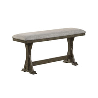 Omal Counter Height Dining Bench, Brown-Khaki Wood, Gray Fabric, 48 Inch - BM340217