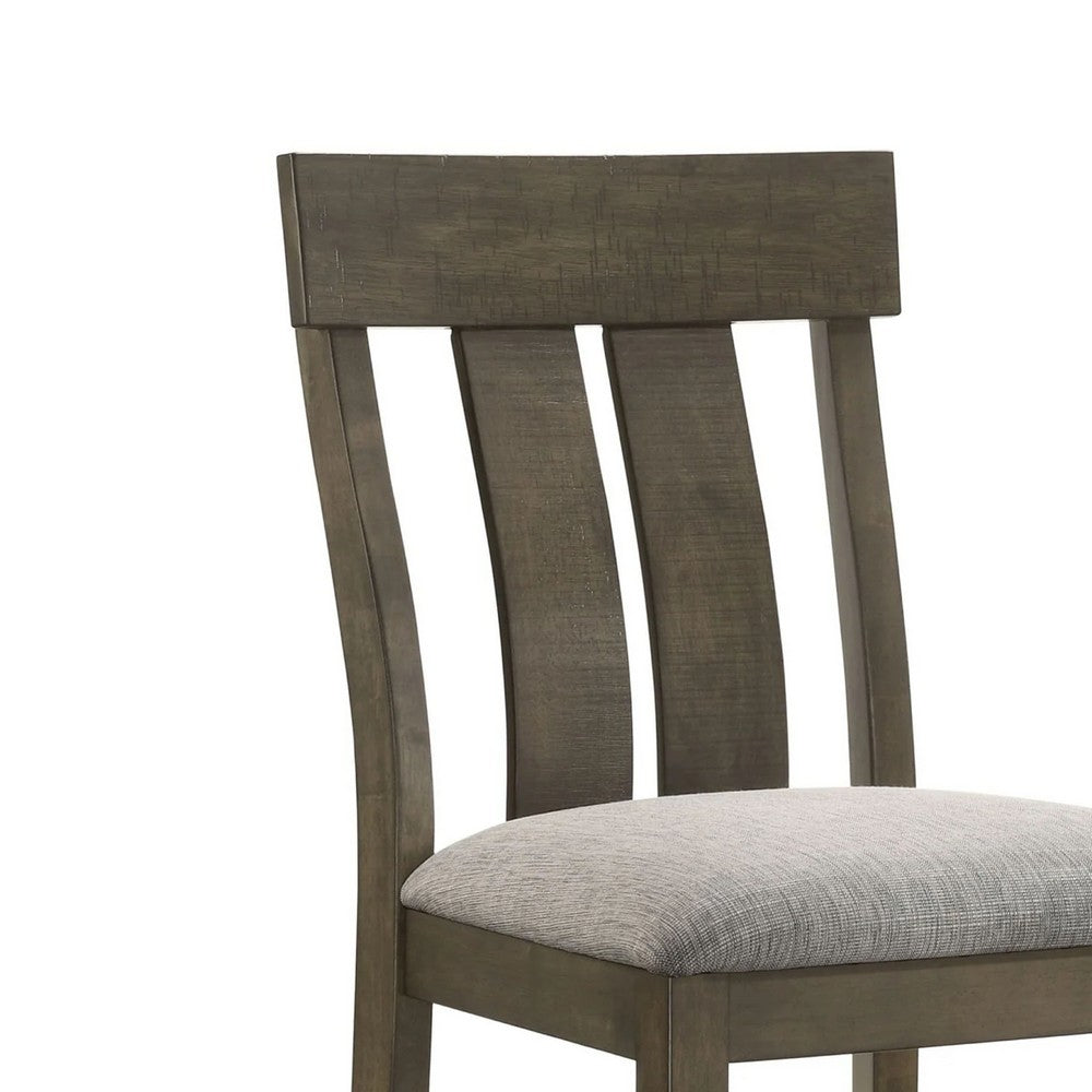 Omal Counter Height Dining Chair Set of 2, Brown Slatted Back, Gray Fabric - BM340218