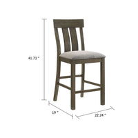 Omal Counter Height Dining Chair Set of 2, Brown Slatted Back, Gray Fabric - BM340218