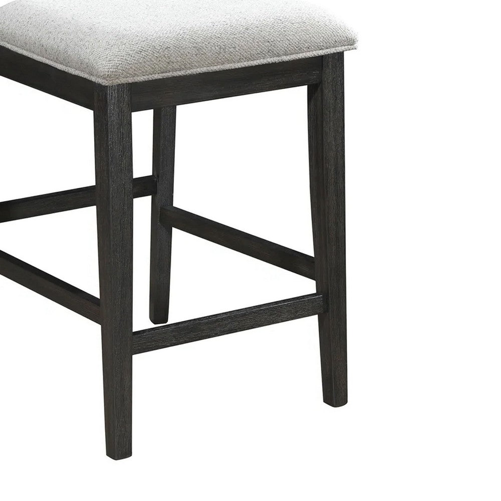 Kliu Counter Height Chair Set of 2, Light Gray Fabric, Black Wood Frame - BM340219